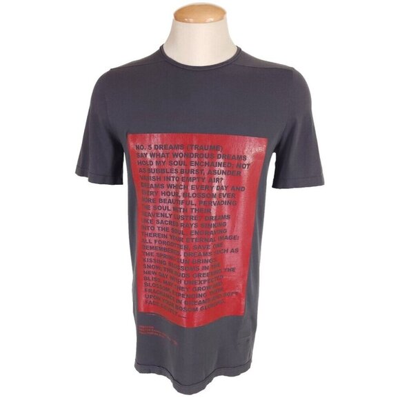 Rick Owens DRKSHDW Graphic Trauma Slogan Print T-Shirt Size S Mens D/U 19 $335 - Picture 2 of 14